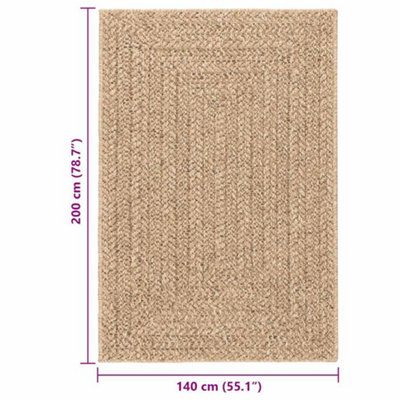 Vidaxl Rug Zizur 140x200 Cm Jute Look Indoor And Outdoor