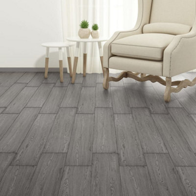 Vidaxl Self-adhesive Pvc Flooring Planks 2.51 M² 2 Mm Dark Grey Flooring Planks