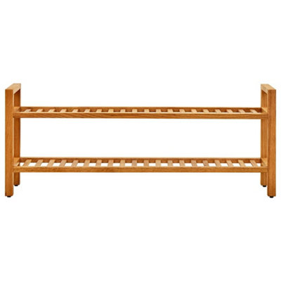 Vidaxl Shoe Rack With 2 Shelves 100x27x40 Cm Solid Oak Wood