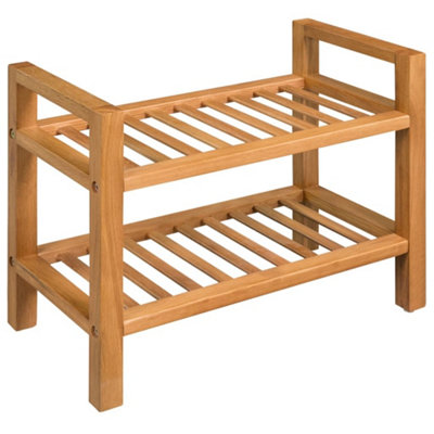 Vidaxl Shoe Rack With 2 Shelves 50x27x40 Cm Solid Oak Wood