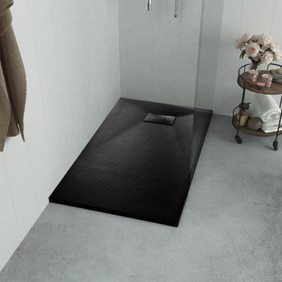 Vidaxl Shower Base Tray Smc Black 100x70 Cm Shower Trays