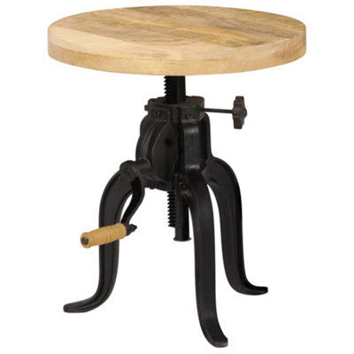 Vidaxl Side Table 45x (45-62) Cm Solid Mango Wood And Cast Iron