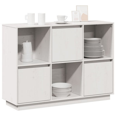 Vidaxl Sideboard White 110.5x35x80 Cm Solid Wood Pine Sideboards