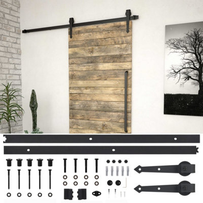 Vidaxl Sliding Door Skien Hardware Kit 200 Cm Steel Black Sliding Door Hardware