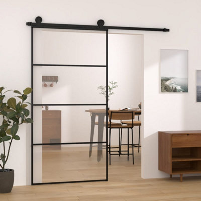 Vidaxl Sliding Door With Hardware Set 102.5x205 Cm Esg Glass&aluminium ...