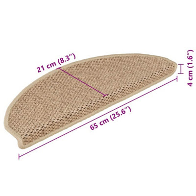 vidaXL Trapmatten zelfklevend 15 st sisal-look 65x21x4 cm platinakleur