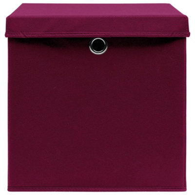 Vidaxl Storage Boxes With Covers 4 Pcs 28x28x28 Cm Dark Red