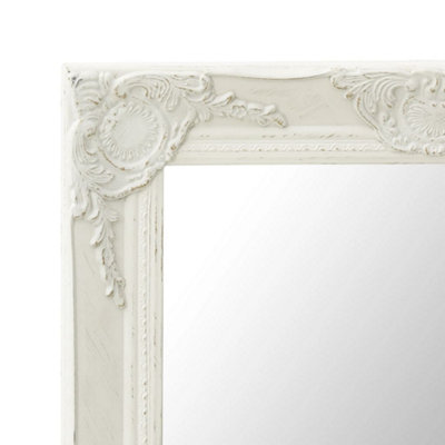 vidaXL Wall Mirror Baroque Style 50x80 cm White