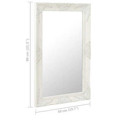 vidaXL Wall Mirror Baroque Style 50x80 cm White