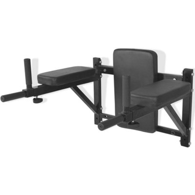 Vidaxl Wall-mounted Fitness Dip Station Black Wall-mounted Dip Stations