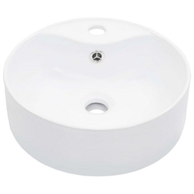 Vidaxl Wash Basin With Overflow 36x13 Cm Ceramic White