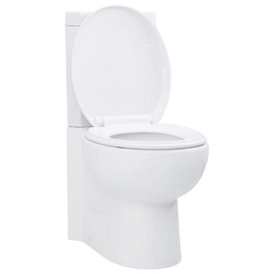 vidaXL WC Ceramic Toilet Bathroom Corner Toilet White