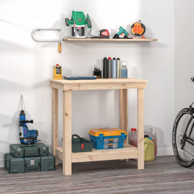 Vidaxl Work Bench 80x50x80 Cm Solid Wood Pine Work Benches