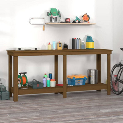 Vidaxl Work Bench Honey Brown 180x50x80 Cm Solid Wood Pine Work Benches