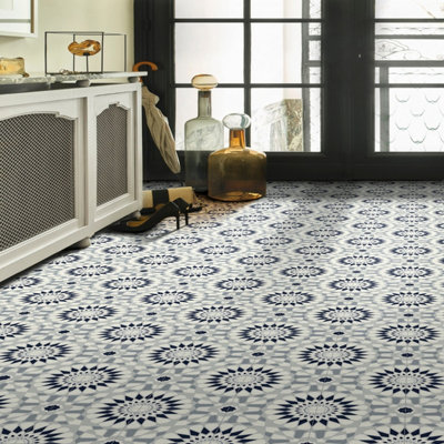 Vidimus 578 Black & White Designer Effect Anti-Slip Vinyl Flooring For Kitchen, Bathroom, 2.8mm Thick-2m(6'6") X 3m(9'9")-6m²
