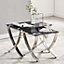 Vienna Black Glass Nest Of 2 Tables With Angular Stainless Legs