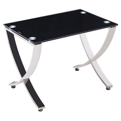 Vienna Black Glass Nest Of 2 Tables With Angular Stainless Legs