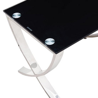 Vienna Black Glass Nest Of 2 Tables With Angular Stainless Legs