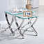 Vienna Clear Glass Nest Of 2 Tables With Angular Chrome Legs
