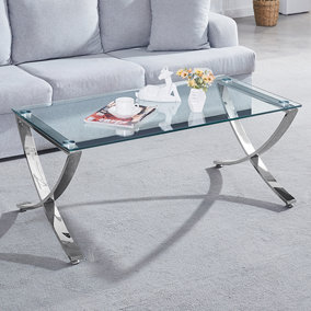 Vienna Coffee Table Clear Glass Top Coffee Table for Living Room Centre Table Tea Table for Living Room Furniture Clear Glass