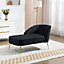 Vieste 130cm Wide Black Velvet Fabric Shell Back Chaise Lounge Sofa with Golden Coloured Legs