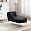 Vieste 130cm Wide Black Velvet Fabric Shell Back Chaise Lounge Sofa with Golden Coloured Legs