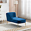 Vieste 130cm Wide Blue Velvet Fabric Shell Back Chaise Lounge Sofa with Golden Coloured Legs