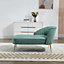 Vieste 130cm Wide Mint Velvet Fabric Shell Back Chaise Lounge Sofa with Golden Coloured Legs