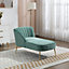 Vieste 130cm Wide Mint Velvet Fabric Shell Back Chaise Lounge Sofa with Golden Coloured Legs