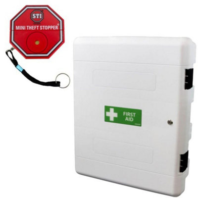 Vigil External First Aid Cabinet with Alarm - White - Lockable