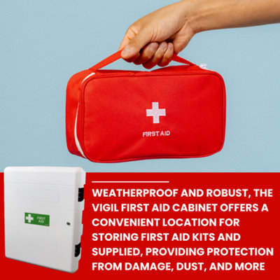 Vigil External First Aid Cabinet with Alarm - White - Lockable