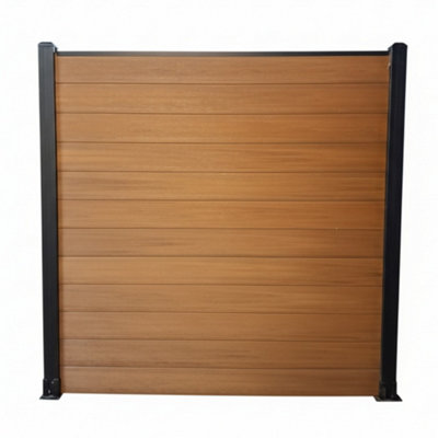 Vigo Home Teak Composite Fence Panel Set 3 Pack Covers Approx 9m² 1.76m ...