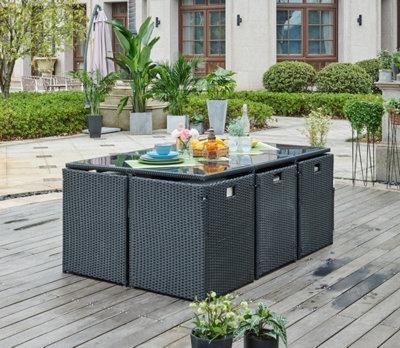 Rattan garden furniture 11 piece hot sale