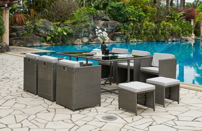 Rattan 11 piece rectangular best sale cube set