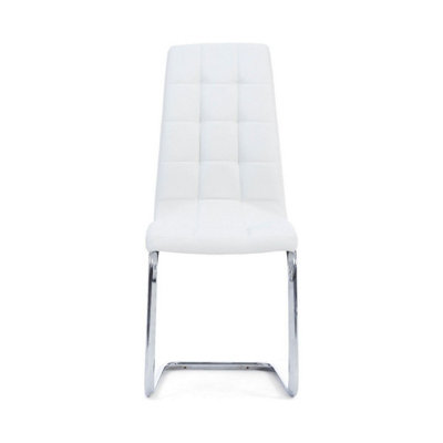Vigo White Faux Leather Dining Chairs (Pair)