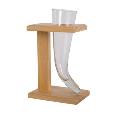 Viking Horn Shaped Glass With Wooden Stand
