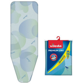 Vileda Premium 2-in-1 Three Layer Heat Reflective Ironing Board Cover, Size Adjustable, Blue & Green