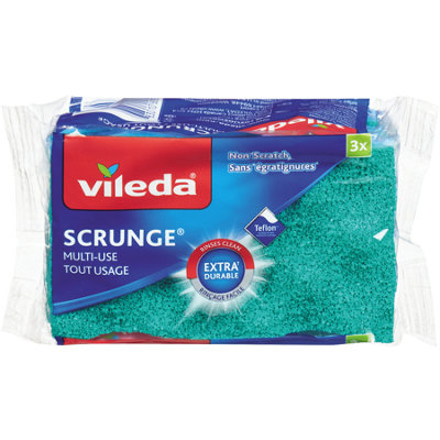Vileda Scrunge Multi Use No-Scratch Scrub Sponge 3PC (Pack of 8)