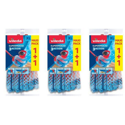 Vileda SuperMocio 3Action XL 2 Mop Refill x 3