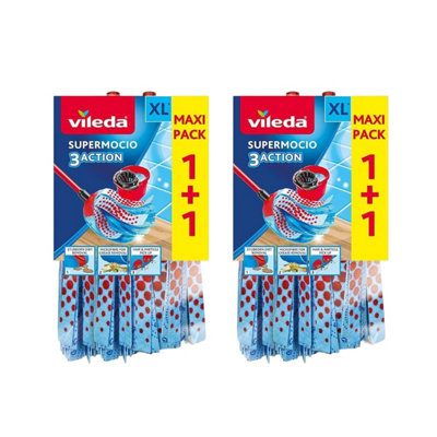 Vileda SuperMocio 3Action XL Twin Refill Mop Head Deep Cleaning