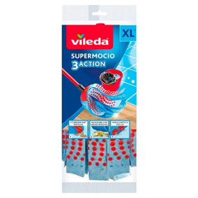 Vileda Supermocio Mop Head (Pack of 2) Red/Blue (One Size)