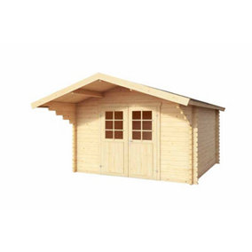 Viljandi 34-Log Cabin, Wooden Garden Room, Timber Summerhouse, Home Office - L339.7 x W445 x H245.1 cm