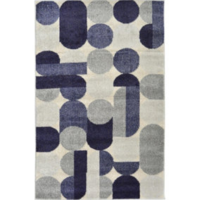 Villa Collection Abstract Design Rug in Blue