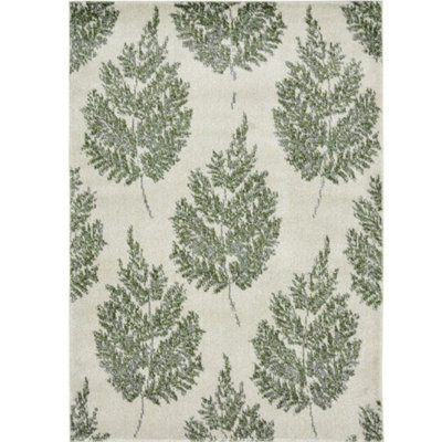 Villa Collection Floral Design Rug in Green