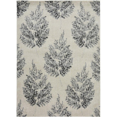 Villa Collection Floral Design Rug in Grey