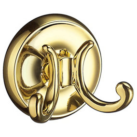 VILLA - Double Towel Hook in Polished Brass