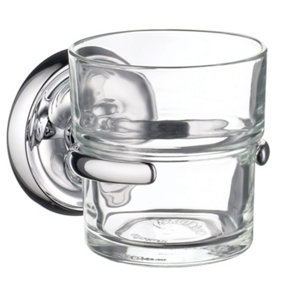VILLA - Holder in Polished Chrome with Clear Glass Tumbler