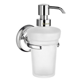 VILLA - Holder in Polished Chrome with Frosted Glass Soap Dispenser
