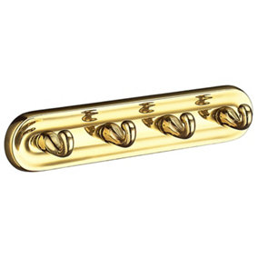 VILLA - Quadruple Hook in Polished Brass