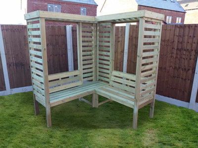 Villamoura Corner Arbour - Timber - L180 x W180 x H202 cm - Minimal Assembly Required - 3